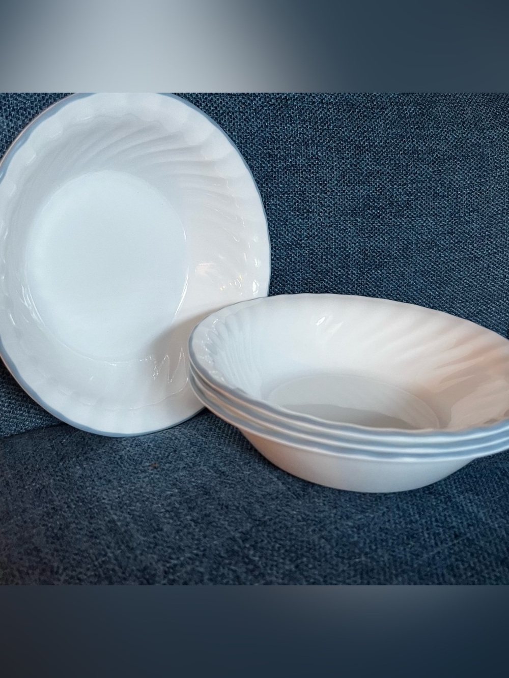 4 Pc Corelle Cereal Bowls Pink Trio Pattern Coordinating 7.25"
